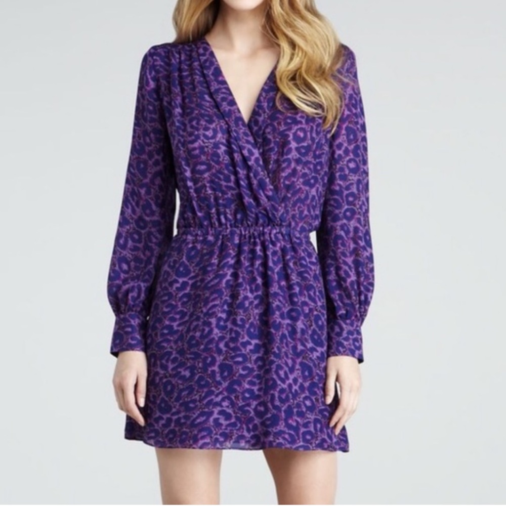 Parker silk purple leopard print mini dress small S